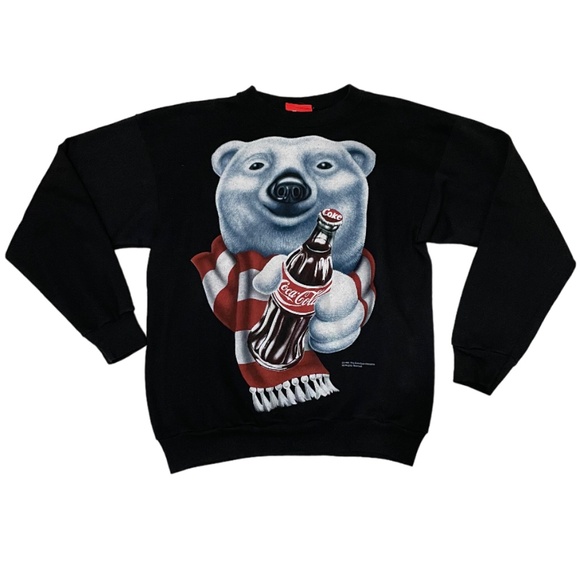 Men's Vintage 1995 Coca Cola Bear Crewneck Pullover Sweatshirt XL - Picture 1 of 4